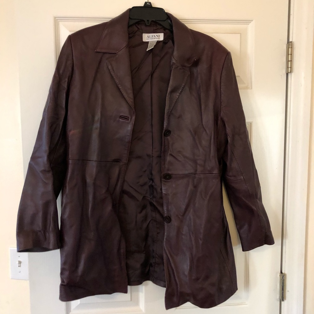 Alfani Women's Leather Jacket - Burgundy